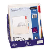 Pocket Dividers, 5-Tab, Punched, 8-1/2"x11", 36 Sets, Buff