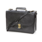 Key Locking Leather Flap-Over Executive Case with Laptop Slot