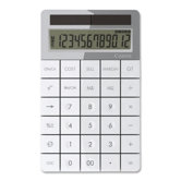 12-Digit Calculator, Solar PoWhiter, 3-7/8"x6-1/8"x1/2", White