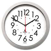 Quartz Flat Rim Clock, 13-1/4in, Silver, 1 AA Battery