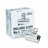 Bulldog Clips, Steel, 7/8" Capacity, 2-5/8"w, Nickel-Plated, 12/box