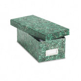 Reinforced Board Card File, Lift-Off Lid, Holds 1200 3 x 5 Cards, Green Marble