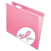 Hanging File Folders, 1/5 Tab, Letter, Pink, 25 per Box