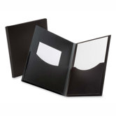 Twin Pocket Folder,w/ 6" Pockets,Holds 200 Sheets, Letter Black/Navy