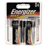Max Alkaline Batteries, D, 4 Batteries/Pack