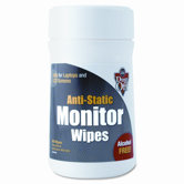 Premoistened Monitor Cleaning Wipes, Cloth, 6 x 6, 80/Tub