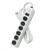 Six-Outlet Power Strip, 120V, 6Ft Cord