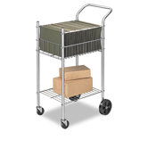 Economy Mail Cart, 2 Shelves, 200 lb, 20 1/2"w x 38"d x 39 1/4"h, Chamois