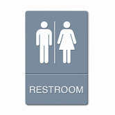 ADA Restroom Sign, Large Restroom Symbol Tactile Graphic, Molded Plastic, 6 x 9