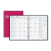 Wirebound Leatherette Monthly Planners, 14 Mos, 8-1/2"x11", Red, 2013