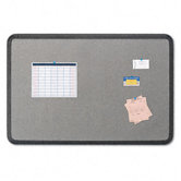Fabric Bulletin Board, 36 x 24, Gray with Black Polyethylene Frame