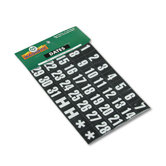 Magnetic Board Characters, 1h Calendar Dates, White On Black, 31/set