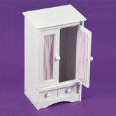 Doll Armoire with Pink Gingham Fabric