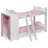 Bunk Beds with Ladder and Storage Armoire for 20" Dolls