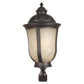 Frances Outdoor Large Post Lantern in Oiled Bronze with Champagne Frost Glass