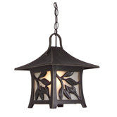 Mandalay Outdoor Hanging Pendant Lantern with Leaf Detail in Antique Bronze