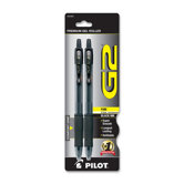 Gel Pen, Retractable/Refillable, Extra Fine Point, 2 per Pack, Black