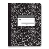 Composition Book, Unruled, 50 Sheets, 9-3/4"x7-1/2", Black Cover.