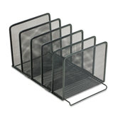 Mesh Stacking Sorter, Five Sections, Metal, 8 1/2w x 14 1/4d x 7 1/2h, Black