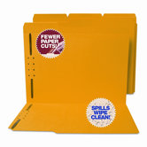 Water/Paper Cut-Resistant Folders, 2 Fasteners, 1/3 Cut, Top Tab, Ltr, YW, 50/Bx