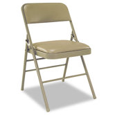 Deluxe Vinyl Padded Seat and Back Folding Chairs, Taupe, Four/Carton