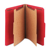 Pressboard Classification Folders, Letter, 6-Section, Bright Red, 10/bx