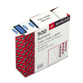 End Tab Labels In Dispenser Box, Number 6, Blue/White, 500/Roll