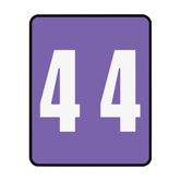 Color Coded Numeric Labels, 1-1/2"x1-7/8", 4, Purple