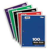 Wirebound 1-Subject Notebook, Wide Rule, 100 Sheets/Pad