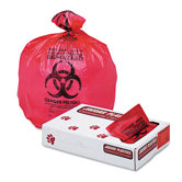 Health Care "Bio-hazard" Printed Liners, 1.3mil, 33 x 39, Red, 150 per Carton