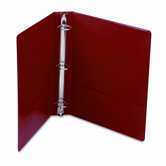 Suede Finish Vinyl Round Ring Binder, 1-1/2in Capacity, Red