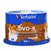 Inkjet Printable Spindle Dvd-R Discs, 4.7Gb, 16X, 50/Pack