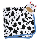 Mooo! Swaddle Blanket and Cap Set in White