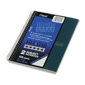 Five Star Wirebound Notebook, College Rule, Perforated, 6 X 9-1/2, 2 Subject 100 Sheets