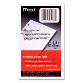 Memo Book Refill, Narrow Ruled, 6 Hole Punched, 5"x3", 80 Sheets, White