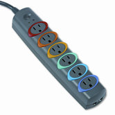 SmartSockets Color-Coded Strip Surge Protector, 6 Outlets, 7ft Cord