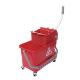 4 Gallon Side-Press Restroom Mop Bucket Combo in Red