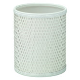 Budget Chelsea Pattern Wicker Round Wastebasket in White