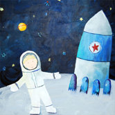 Wit & Whimsy Man on the Moon Canvas Print