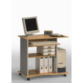 75cm Computertisch in Silber Lackoptik / Buche