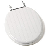 Deluxe Molded Round Toilet Seat and White Wainscot