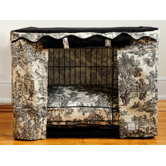 Dog Crate Cover in Red Toile