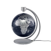 8" Levitating Globe in Metallic Silver and Blue