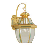 Monterey  Outdoor Wall Lantern in Polished Brass and Beveled Glass