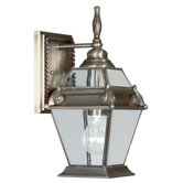 Fleur De Lis 13"  Outdoor Wall Lantern in Vintage Pewter