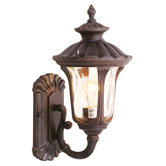 Oxford Outdoor Wall Lantern with Light Amber Water Glass in Imperial Bronze