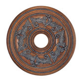 Ceiling Medallion in Crackled Bronze with Vintage Stone Accents