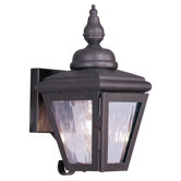 Cambridge Outdoor Wall Lantern with Clear Water Glass in Bronze