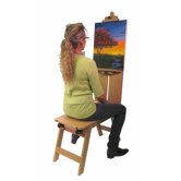 Rolling Wooden Bench-Style Artist Easel in Natural Wood