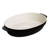 Black and Cream Stoneware 28cm Oval Dish